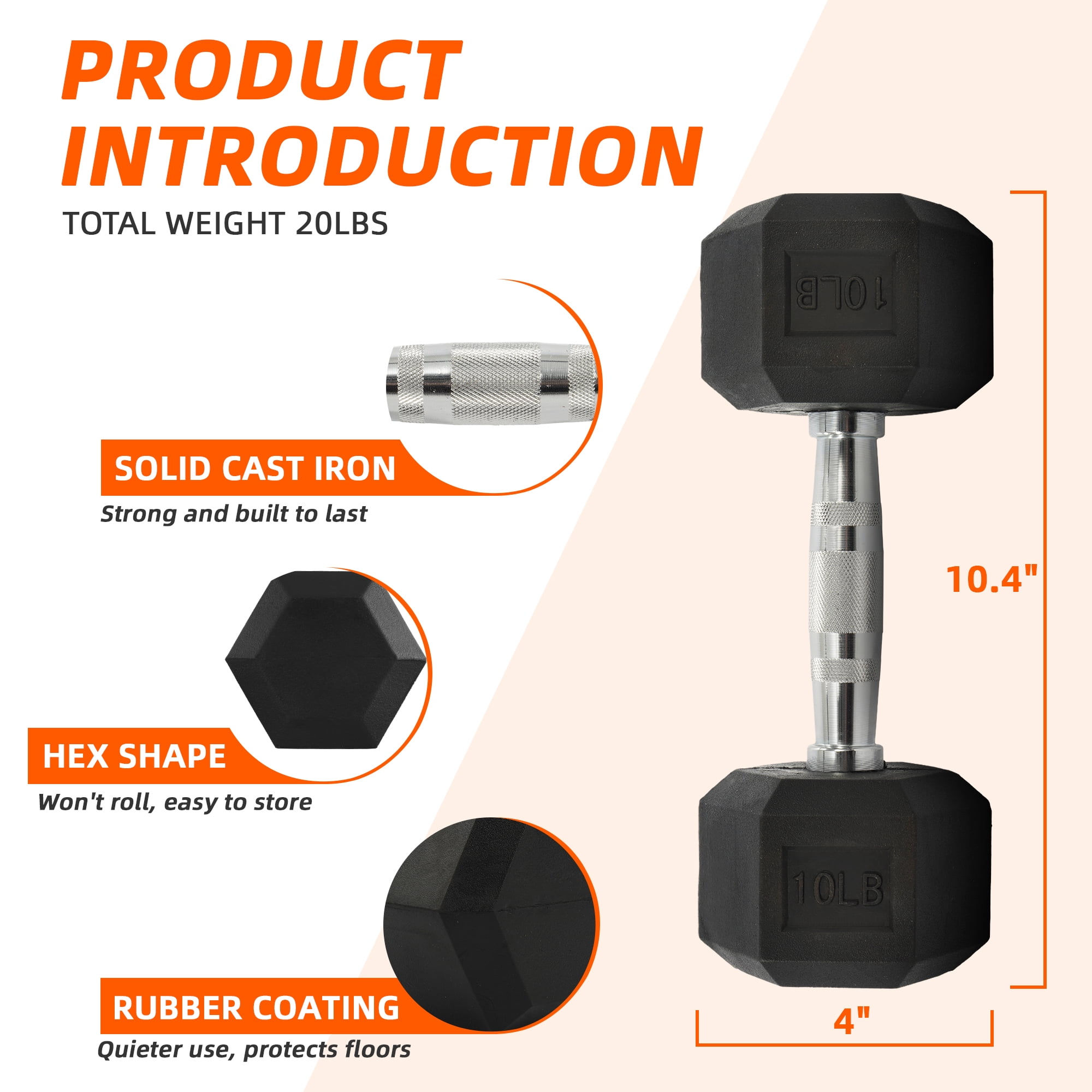 Rubber Coated Hex Dumbbell 10  - Home Gym Training Program 评论和价格