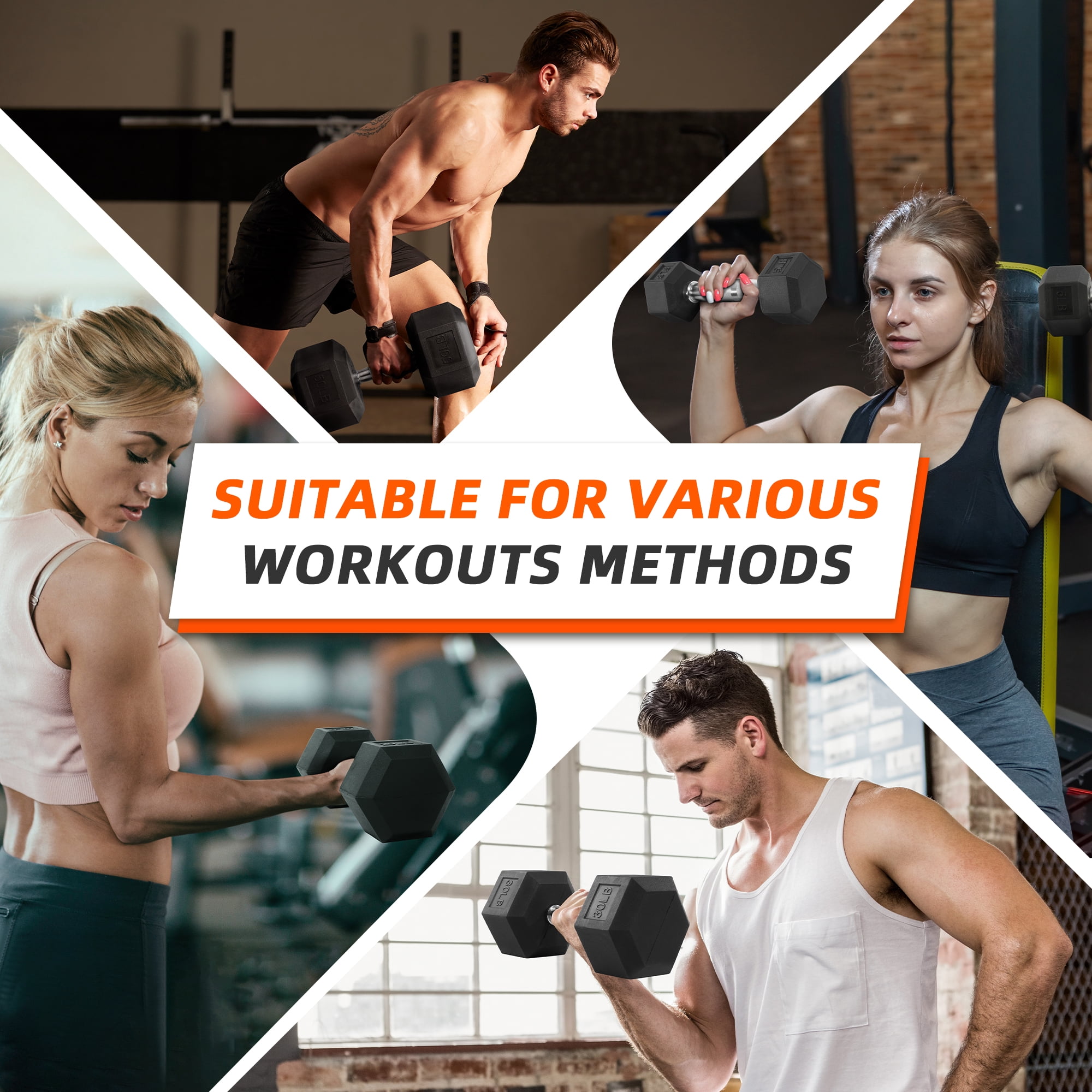 Rubber Coated Hex Dumbbell 10  - Home Gym Training Program 评论和价格
